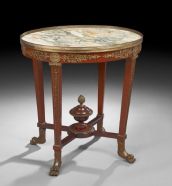 Empire-Style Mahogany and Marble-Top Center Table