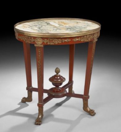 Empire-Style Mahogany and Marble-Top Center Table